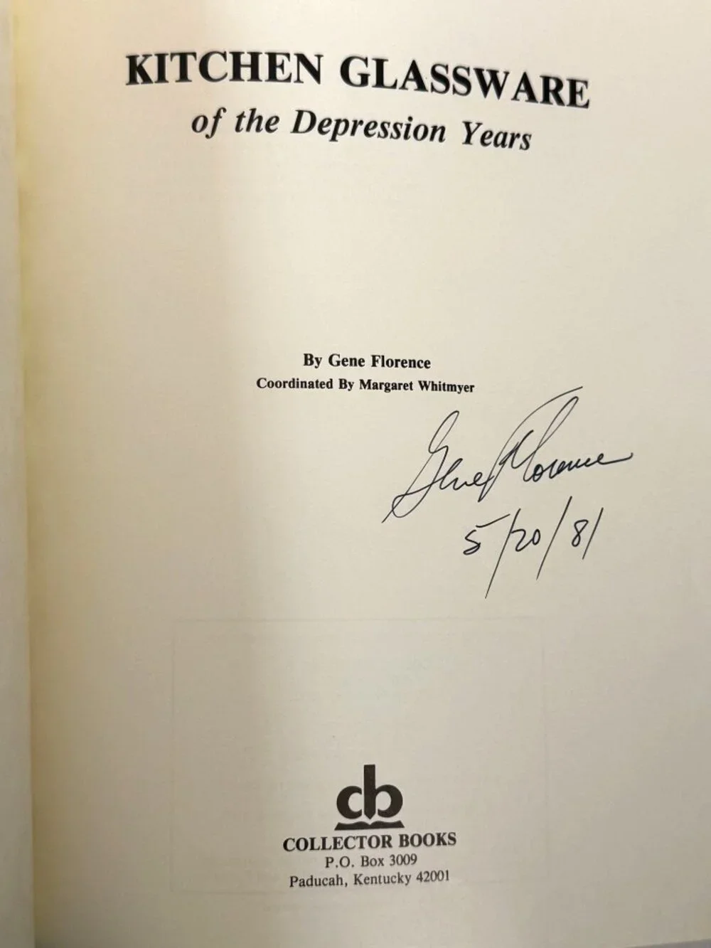 Kitchen Glassware Of The Depression Years By Gene Florence Hardcover Vintage 198
